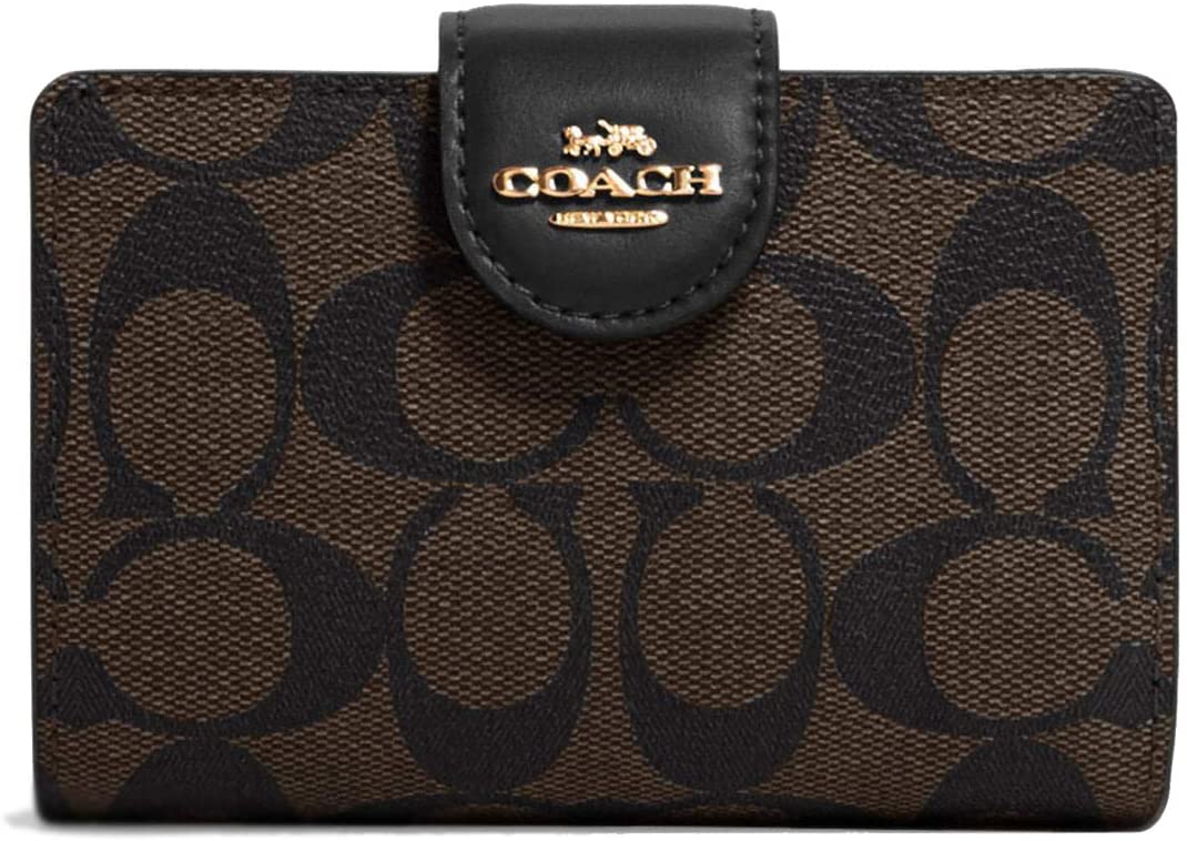 Coach Women's Medium Leather Corner Zip Wallet in Signature Brown/Black, Women - image 1 of 2