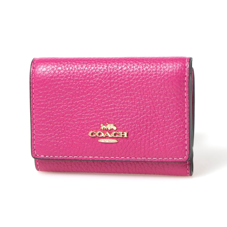 Coach Women's Micro Pebbled Leather Snap Wallet (Cerise) - Walmart.com