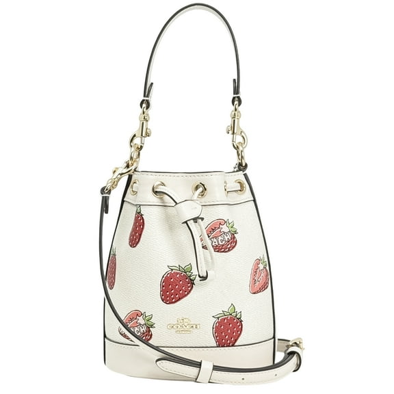 Coach Women's Mini Bucket Crossbody Bag with Strawberry Print (Chalk Multi)