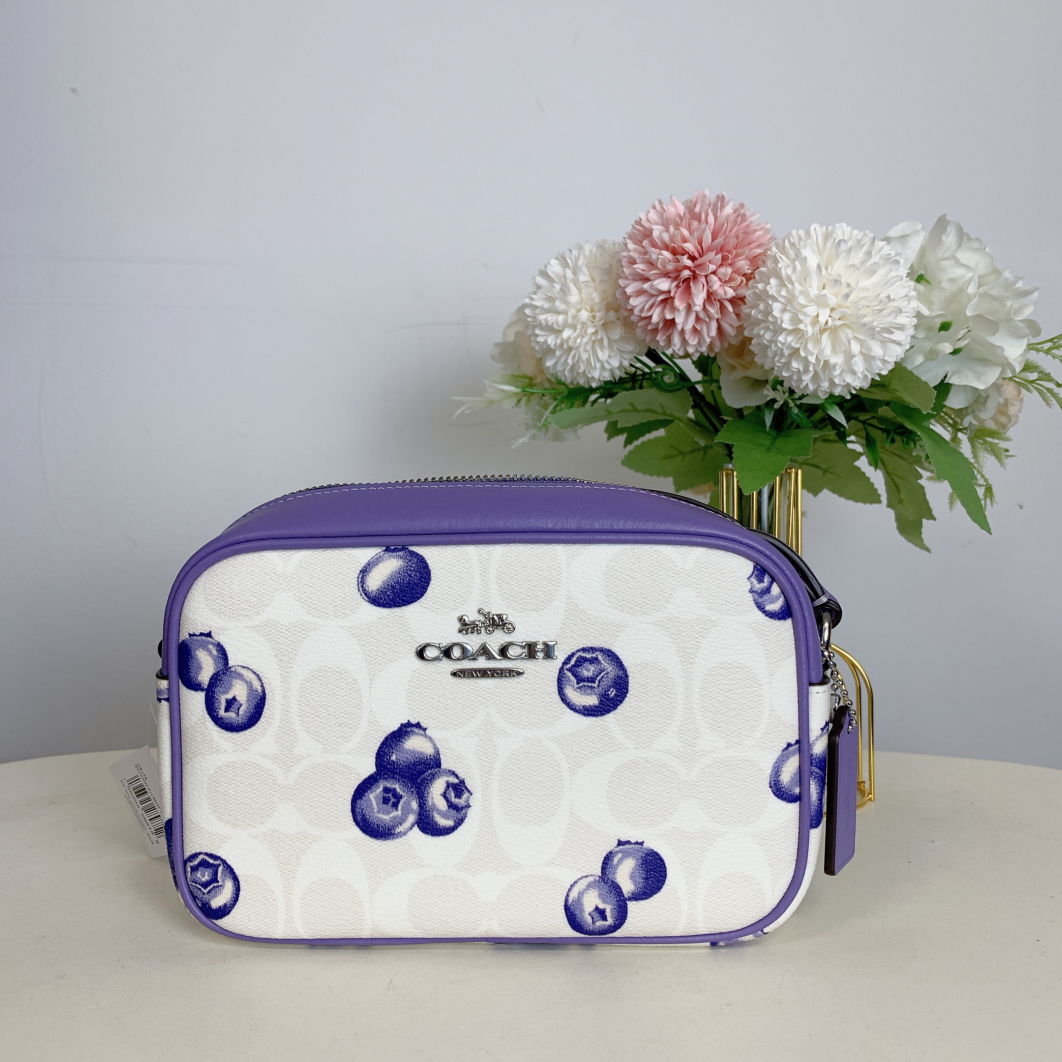 小物 Coach Signature Picture Frame Purple Coach Women's Mini Jamie Top Zip Camera Crossbody Bag in Signature