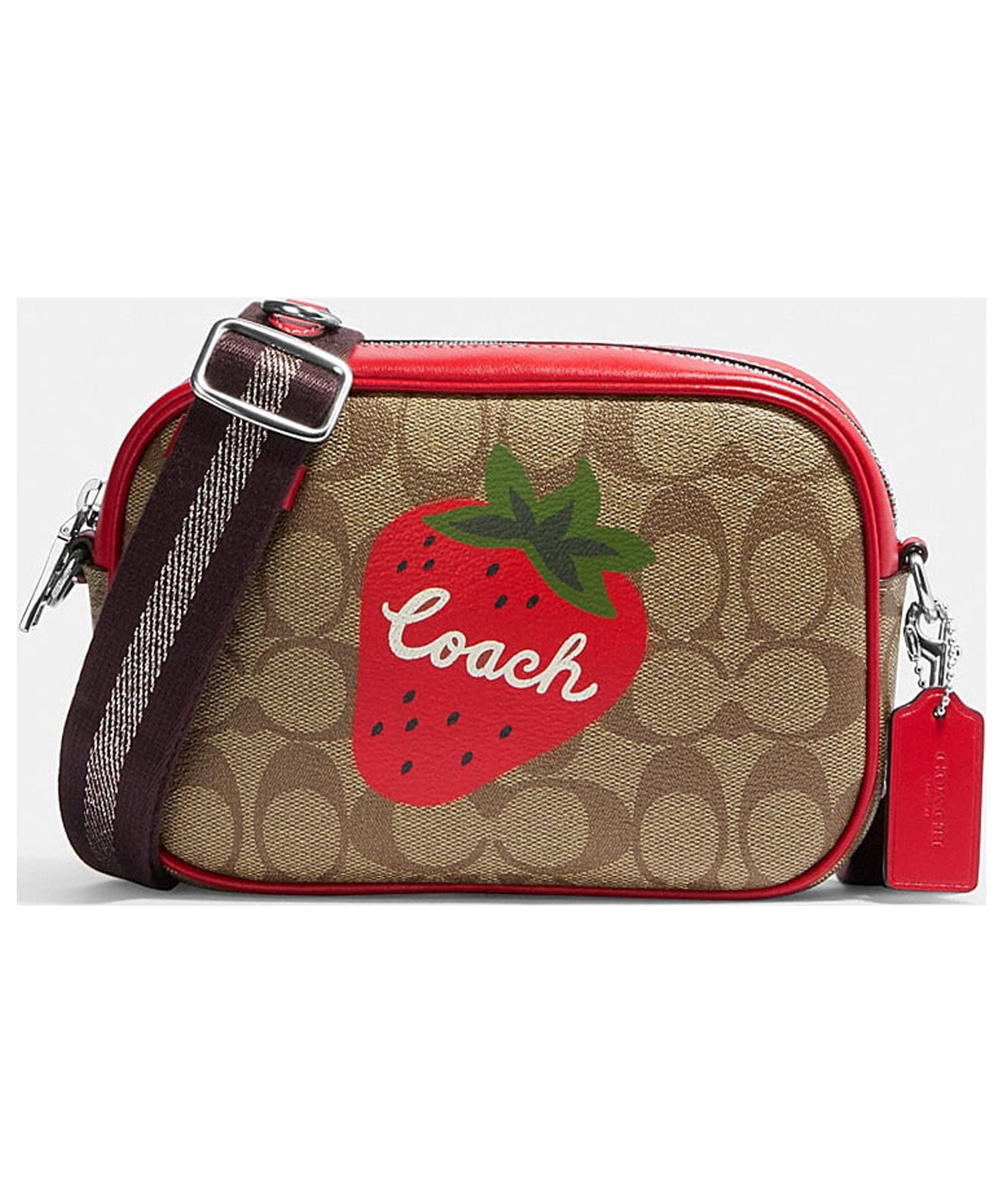 バッグ Coach Signature Accessory Pouch Red Coach Pouch Bag with Signature Canvas Detail – Club de Mode
