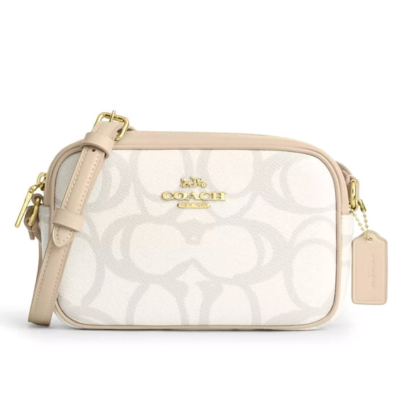Coach Women's Mini Jamie Zip Camera Crossbody Bag in Signature Canvas (Ivory)