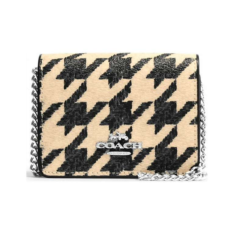 Coach Mini Wallet On A Chain with Houndstooth Print