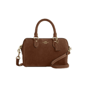 Coach Womens Mini Rowan Crossbody Bag In Warm Brown Suede