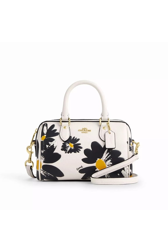 Women's Mini Rowan Top Zip Crossbody Bag with Daisy Floral Print (Chalk Multi)