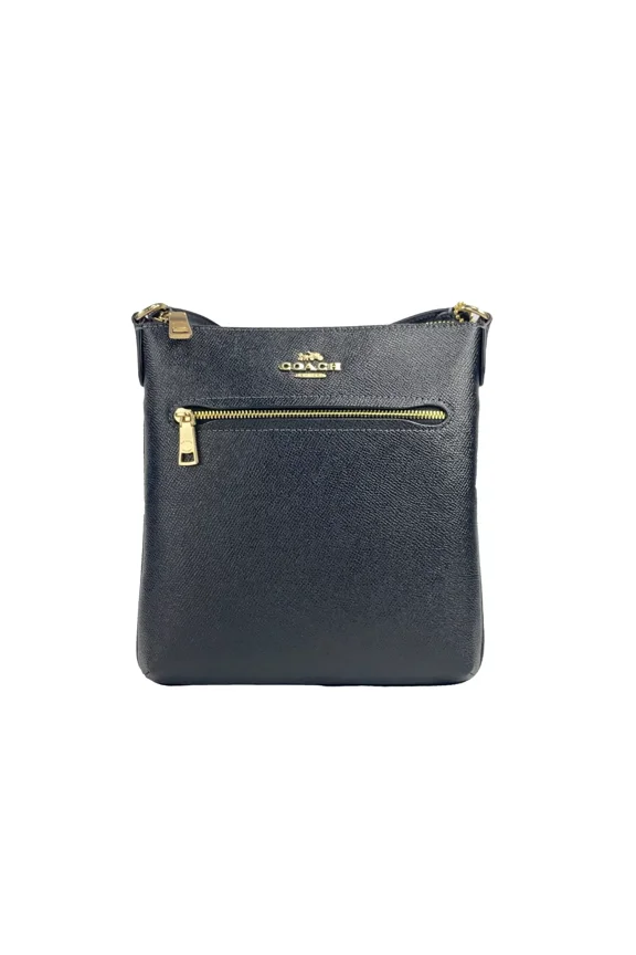 Women's Mini Rowan Top Zip File Crossbody  Bag in Crossgrain Leather (Black)