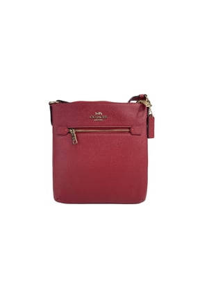 Women's Mini Rowan Top Zip File Crossbody Bag in Crossgrain Leather (Red)