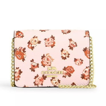 Coach Women's Mini Wallet on A Chain with Rosette Print (Blush Multi)