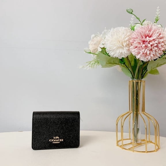 Coach Women's Mini Wallet on a Chain in Crossgrain Leather (Black)