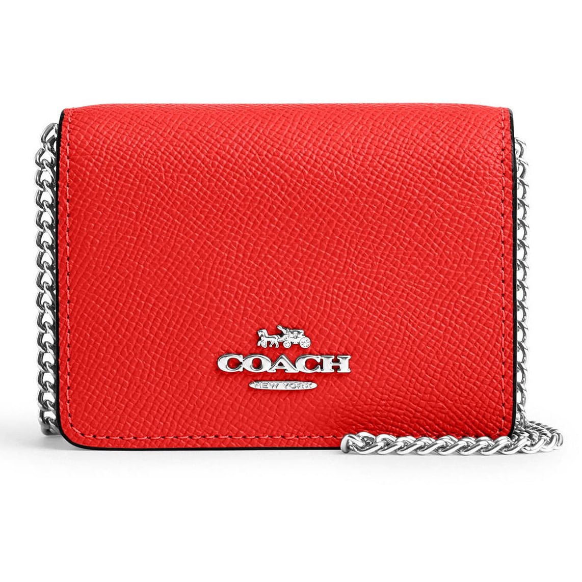Coach Women s Mini Wallet on a Chain in Crossgrain Leather Miami Red Walmart