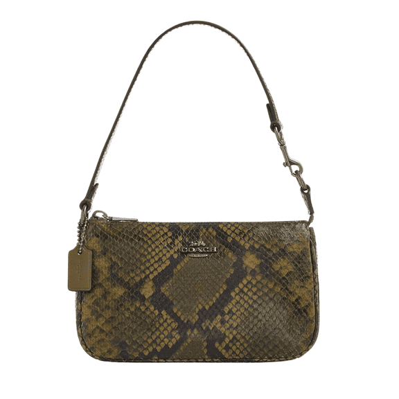 Coach Women's Nolita 19 Shoulder Bag, Snake Print, Smooth Leather, Gunmetal/Olive Multi