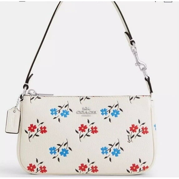 Coach Women's Nolita Small Convertible Wristlet with Floral Print in Pebbled Leather (Chalk Multi)