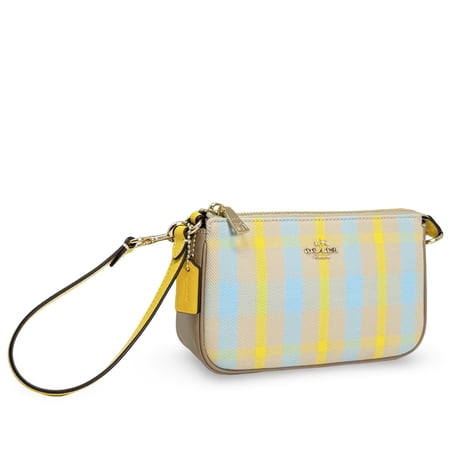 Coach Women's Nolita Small Convertible Wristlet with Plaid Print (Bright Maize Multi)