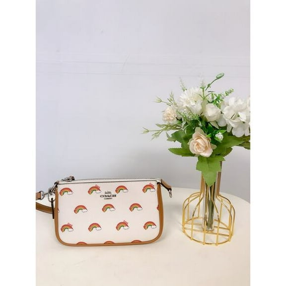 Coach Women's Nolita Top Zip Convertible Wristlet with Rainbow Print (Chalk Multi)