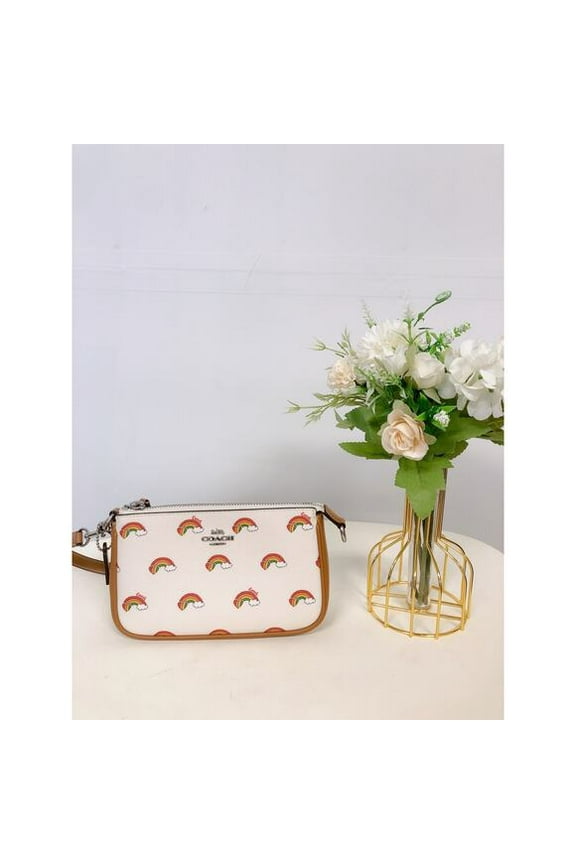 Women's Nolita Top Zip Convertible Wristlet with Rainbow Print (Chalk Multi)