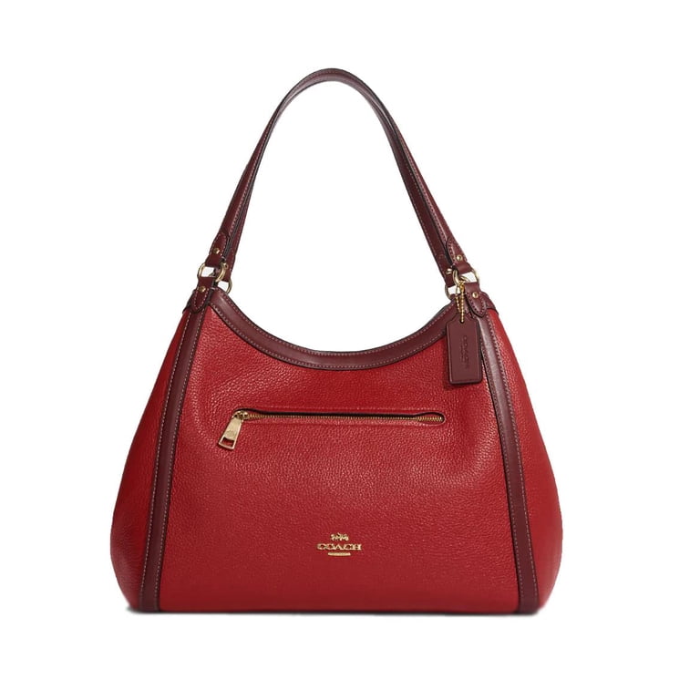 Coach Kristy Red Apple Pebbled Leather Shoulder Bag with Triple