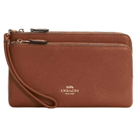 Coach Women's Pebbled Leather Double Zip Wallet (Redwood)