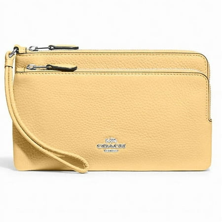 Coach Women's Pebbled Leather Double Zip Wallet (Vanilla)