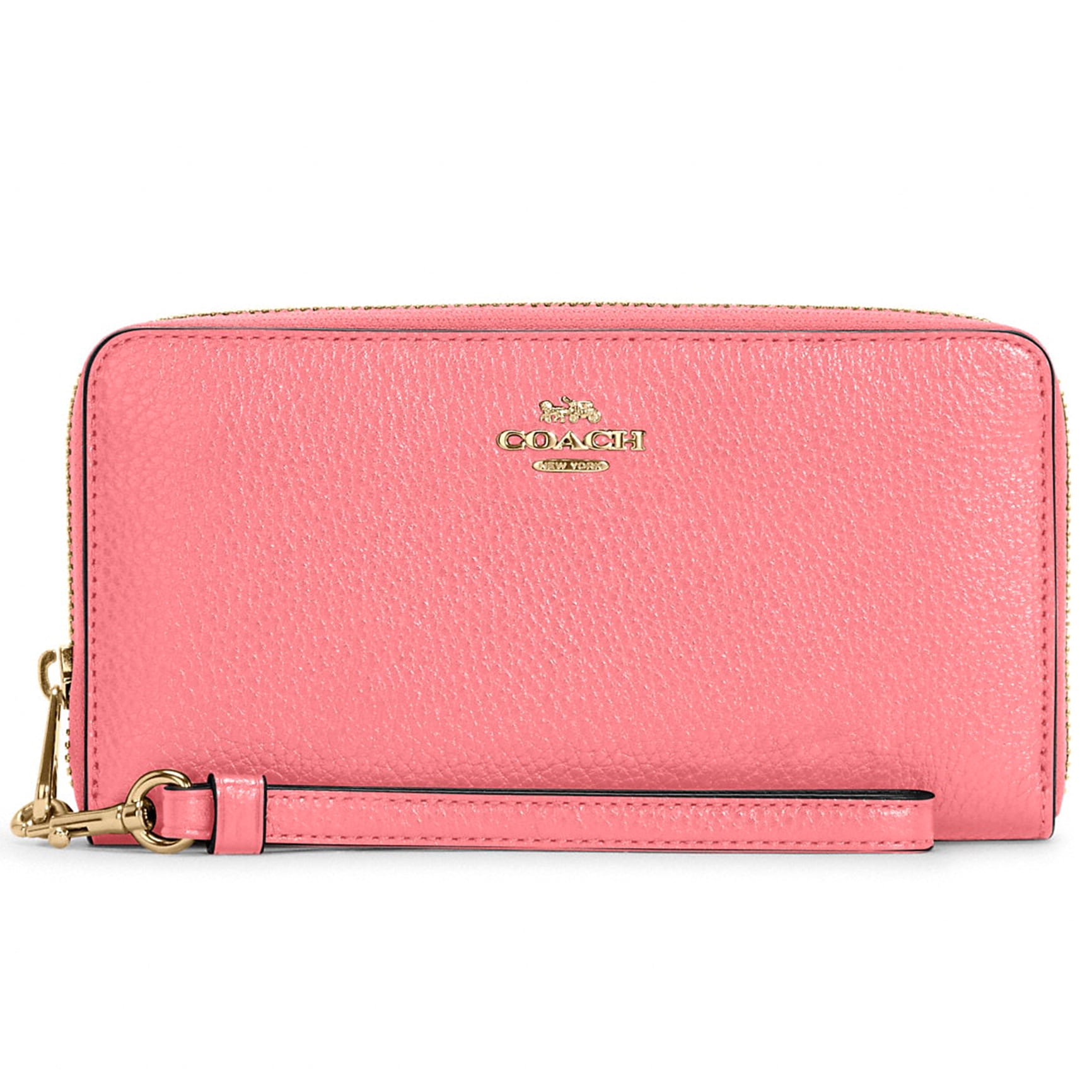 Coach Women's Pebbled Leather Long Zip Around Wallet (Taffy
