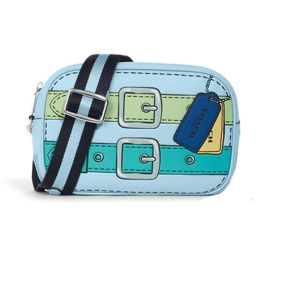 Coach Women’s Refined Pebble Leather Trompe L'oeil Print Camera Bag Crossbody, Waterfall Multi