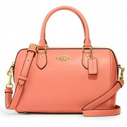 COACH Women's Rowan Crossgrain Leather Satchel Handbag (Light Coral)