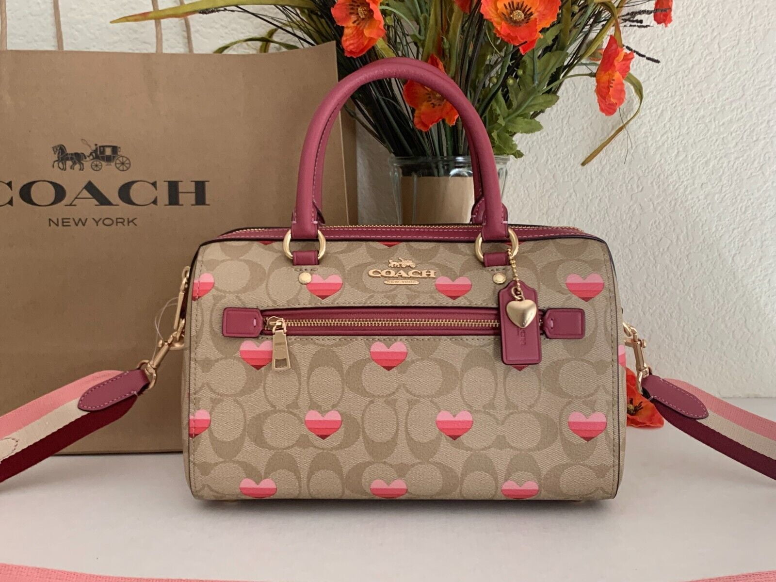 Coach Women's Rowan Satchel In Signature Khaki Canvas