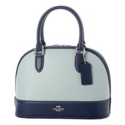 Coach Womens Sabrina Colorblock Satchel Bag in Pebbled Leather Light Blue