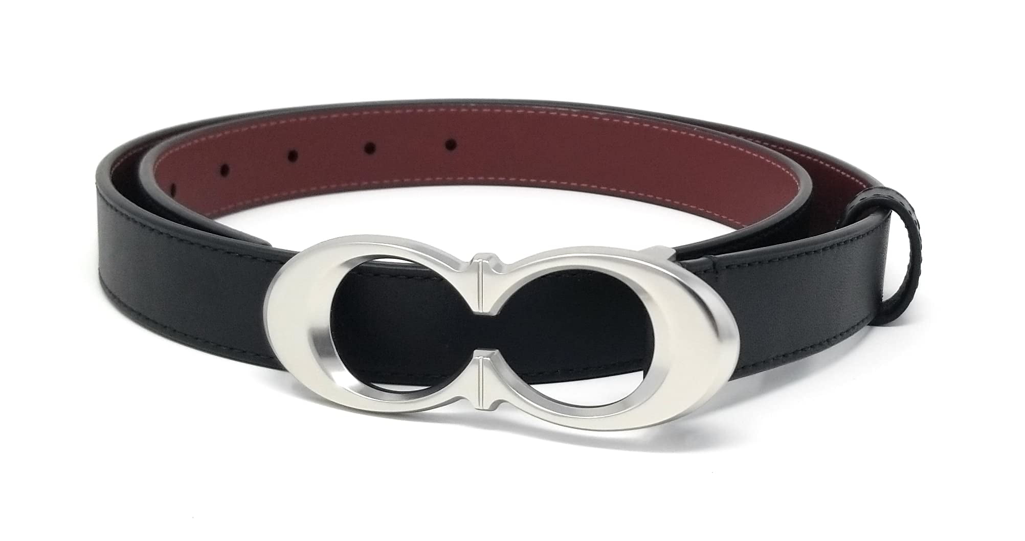 Coach Black Leather Belt with Silver Double-O Buckle Double Bar Buckle Cut-To-Size Reversible Belt, 38 Mm  main image 3