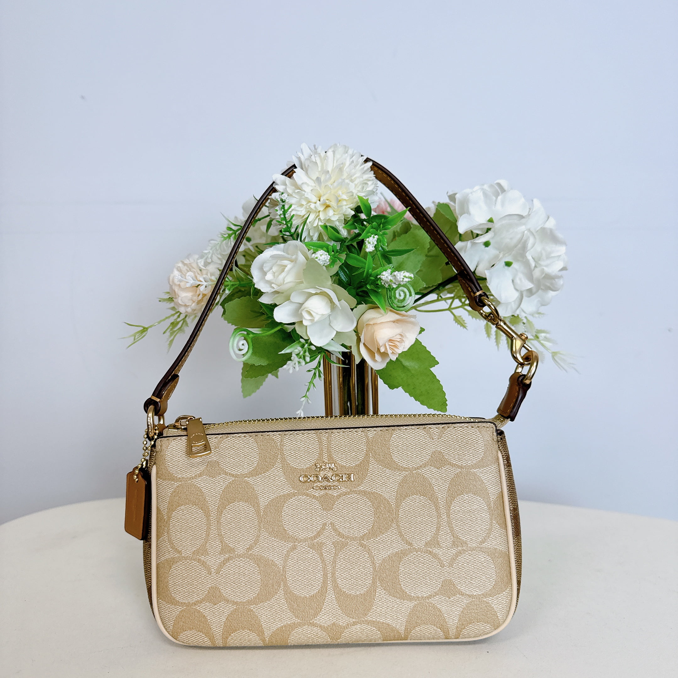 Coach CS444 Nolita 19 Signature Canvas in Light Khaki Ivory Multi