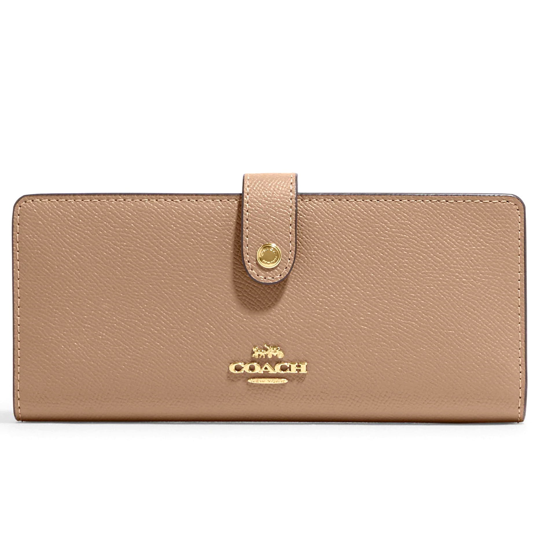 Coach Women s Slim Crossgrain Leather Wallet Taupe