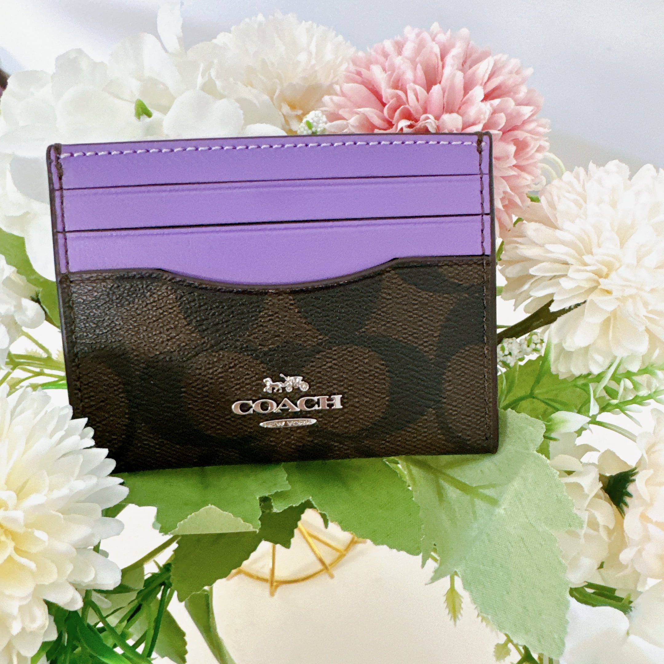 【COACH】新生活に!おしゃれなID / Card case Coach Women's Slim Id Card Case In Signature Canvas (Brown