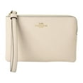 thumbnail image 1 of Coach Women's Small Corner Zip Crossgrain Leather Wristlet (Chalk), 1 of 7