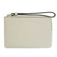 thumbnail image 1 of Coach Women's Small Corner Zip Crossgrain Leather Wristlet (Light Sage), 1 of 4