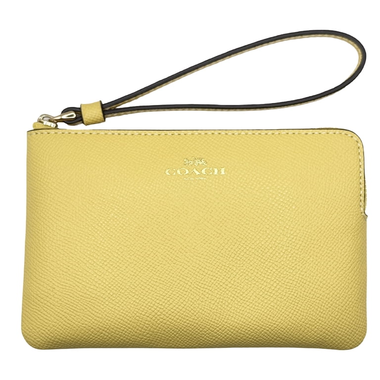 COACH キ一ホルダー イエロー Coach Women's Small Corner Zip Crossgrain Leather Wristlet (Yellow