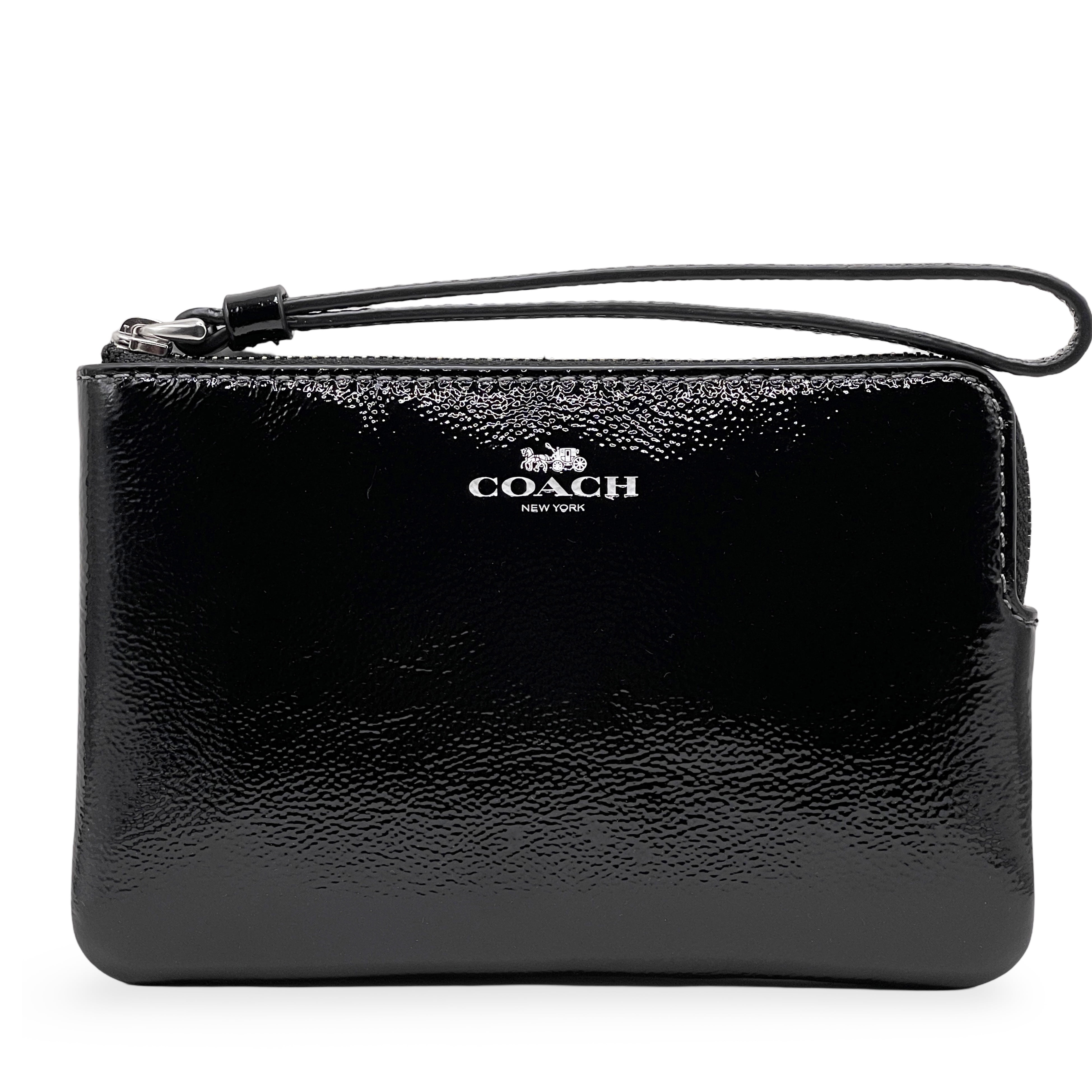 Coach Women's Small Corner Zip Wristlet in Crinkled Patent Leather (Black) - Walmart.com Coach Women's Small Corner Zip Wristlet in Crinkled Patent Leather (Black) - Walmart.com