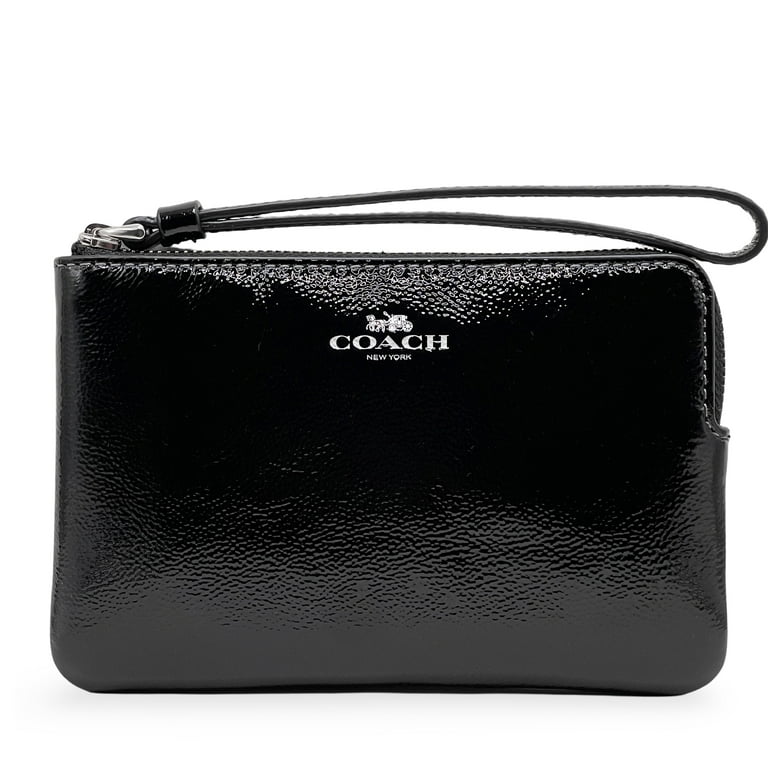Coach Women's Small Corner Zip Wristlet in Crinkled Patent Leather