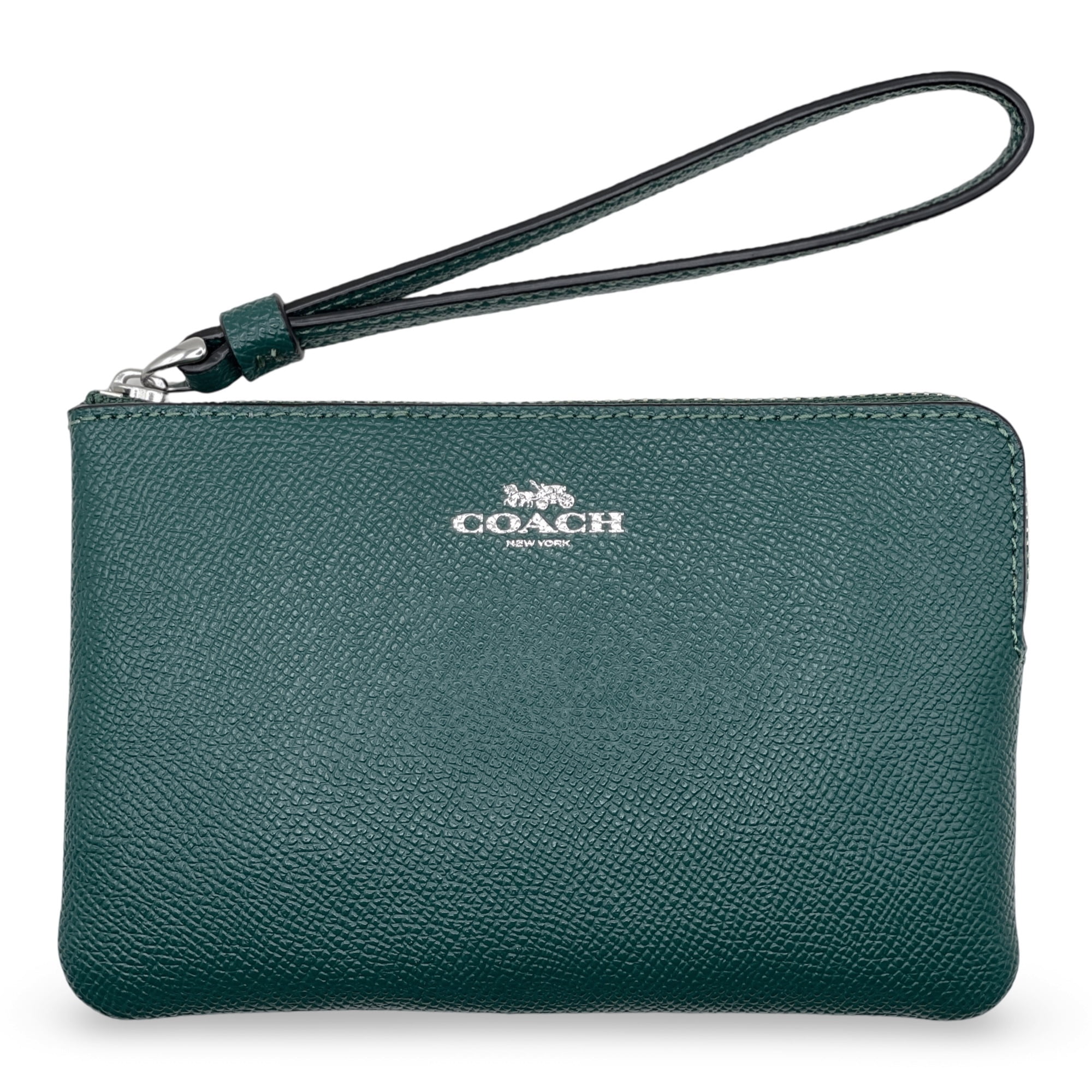 Coach Women's Small Corner Zip Wristlet in Crossgrain Leather