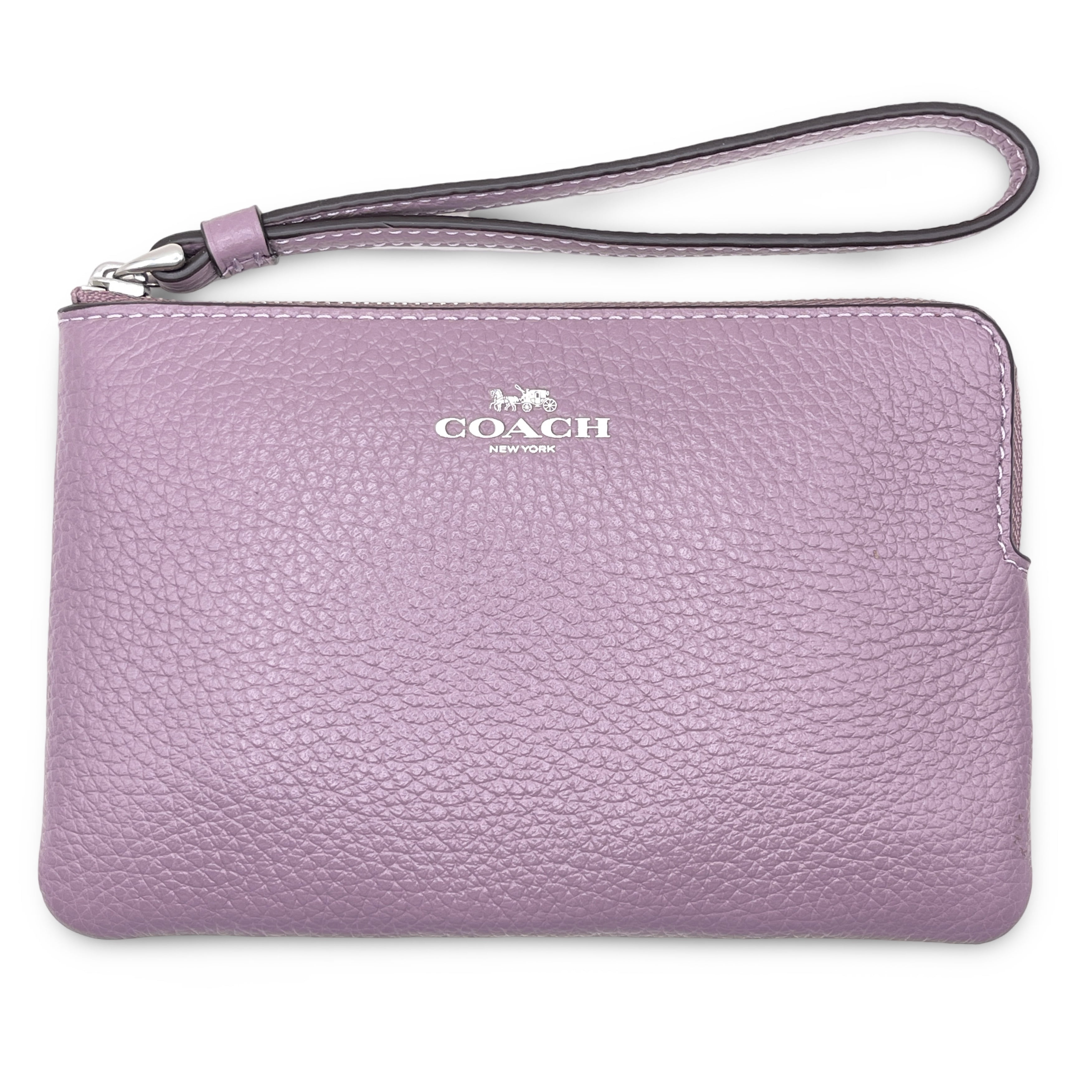 Coach Women's Small Corner Zip Wristlet in Pebbled Leather