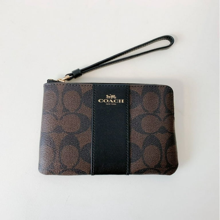 Coach Women's Small Corner Zip Wristlet Wallet in Signature Canvas