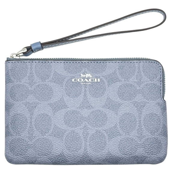 Coach Women's Small Corner Zip Wristlet in Signature Canvas (Chambray)