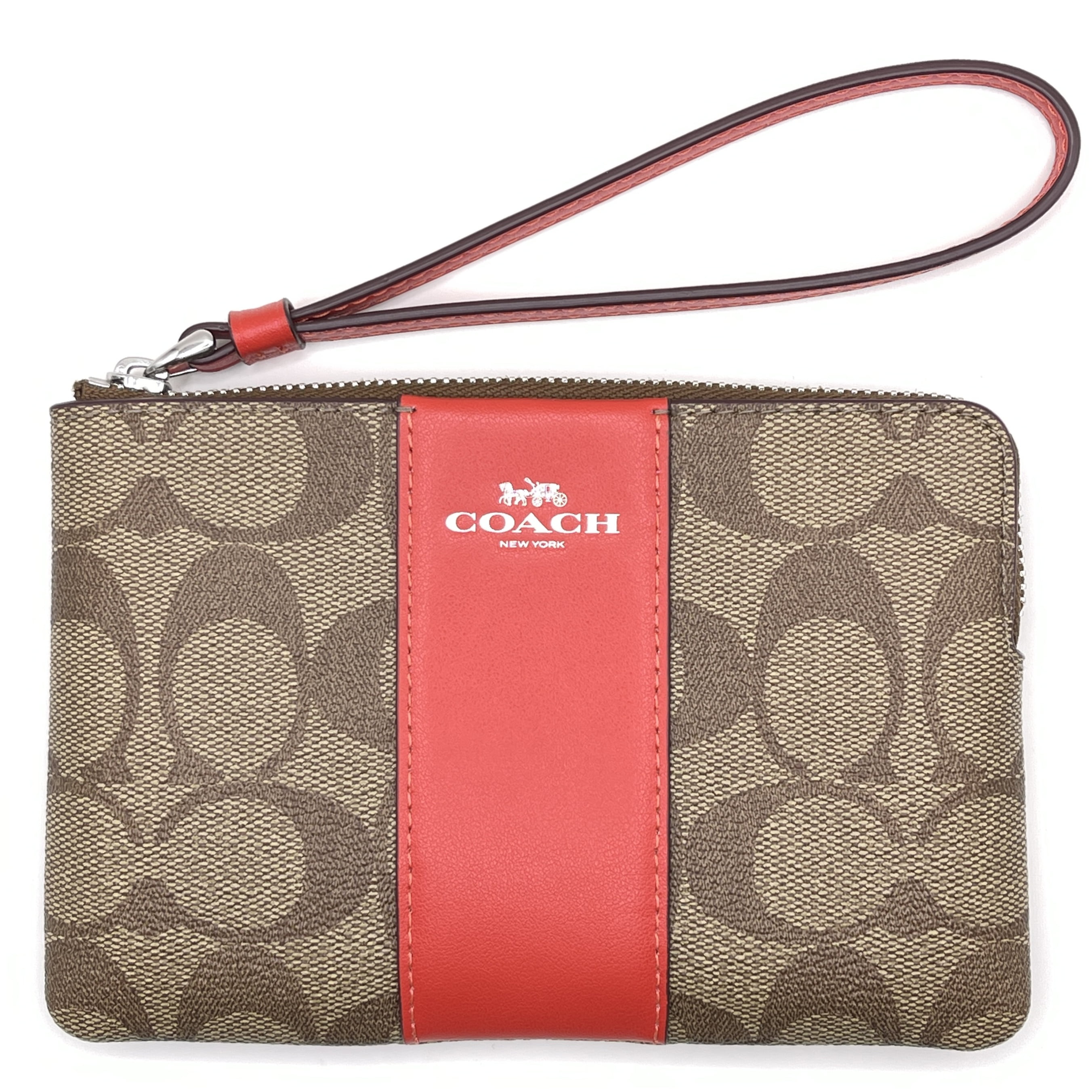 Coach Women's Small Corner Zip Wristlet in Signature Canvas (Khaki