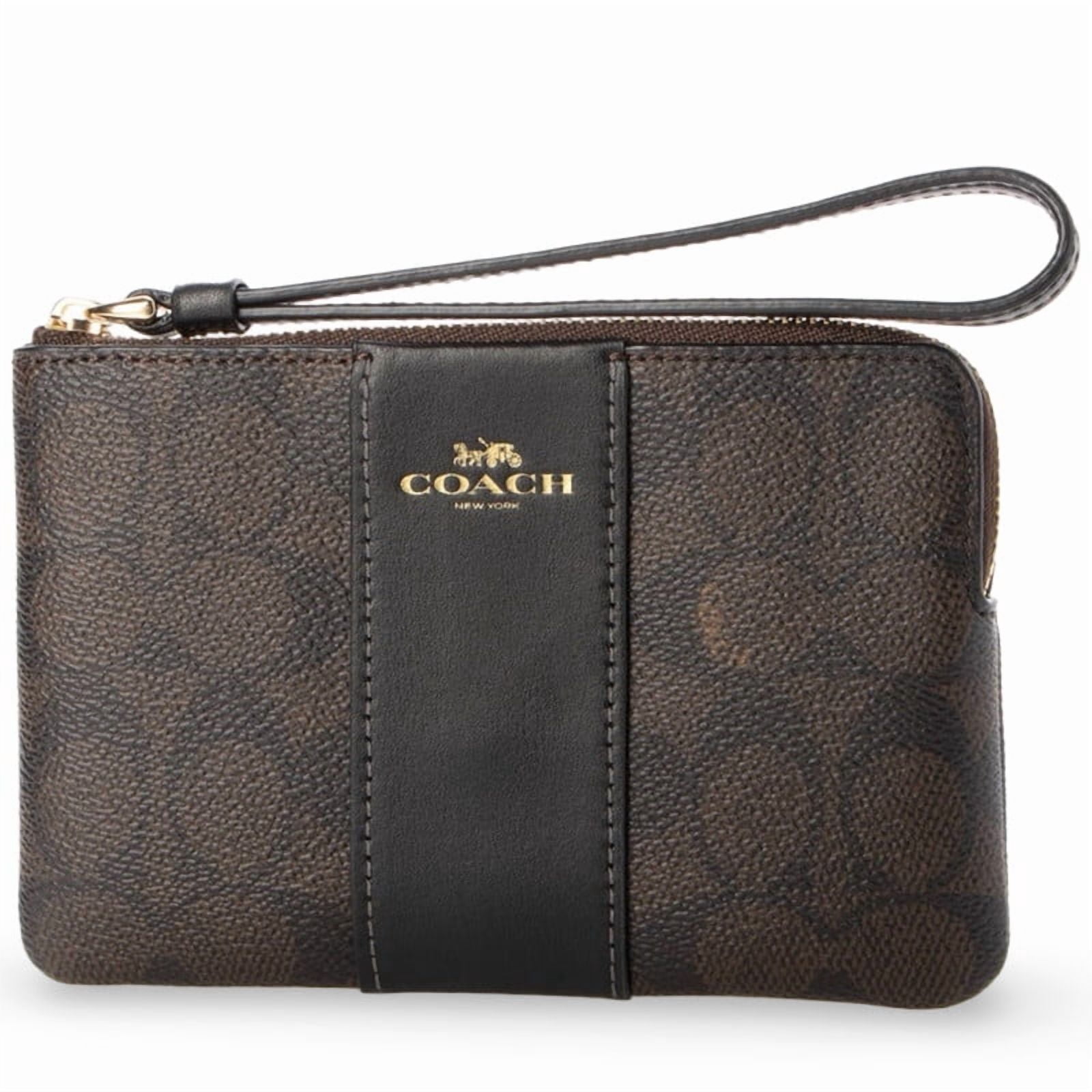 Coach Women's Small Corner Zip Wristlet in Signature Canvas