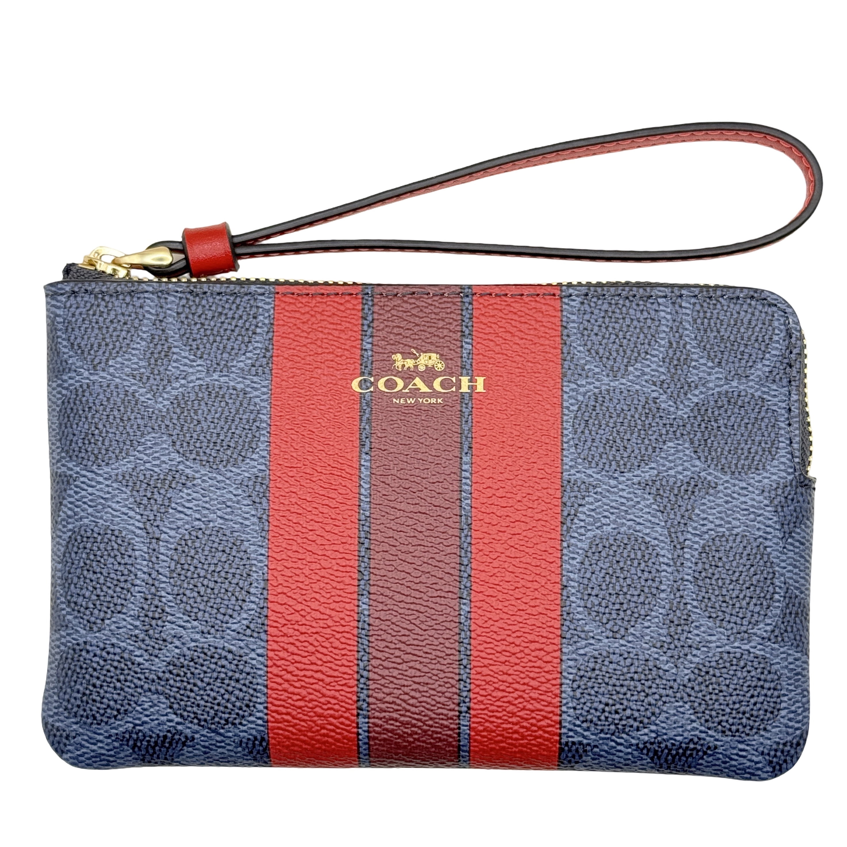 Coach Women's Small Corner Zip Wristlet in Pebbled Leather (Sage