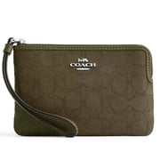 Coach Womens Small Corner Zip Wristlet in Signature Jacquard Olive