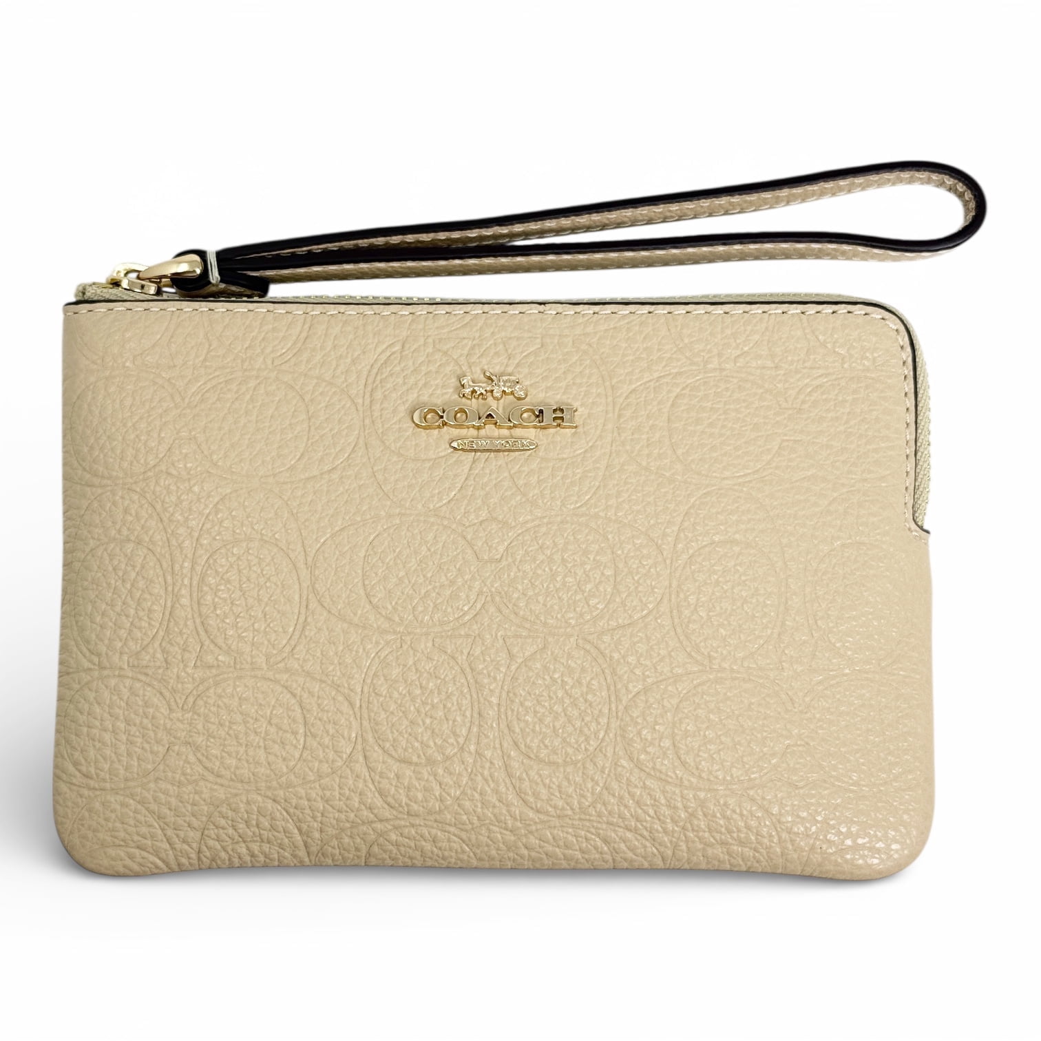 Coach Women's Small Corner Zip Wristlet in Pebbled Leather