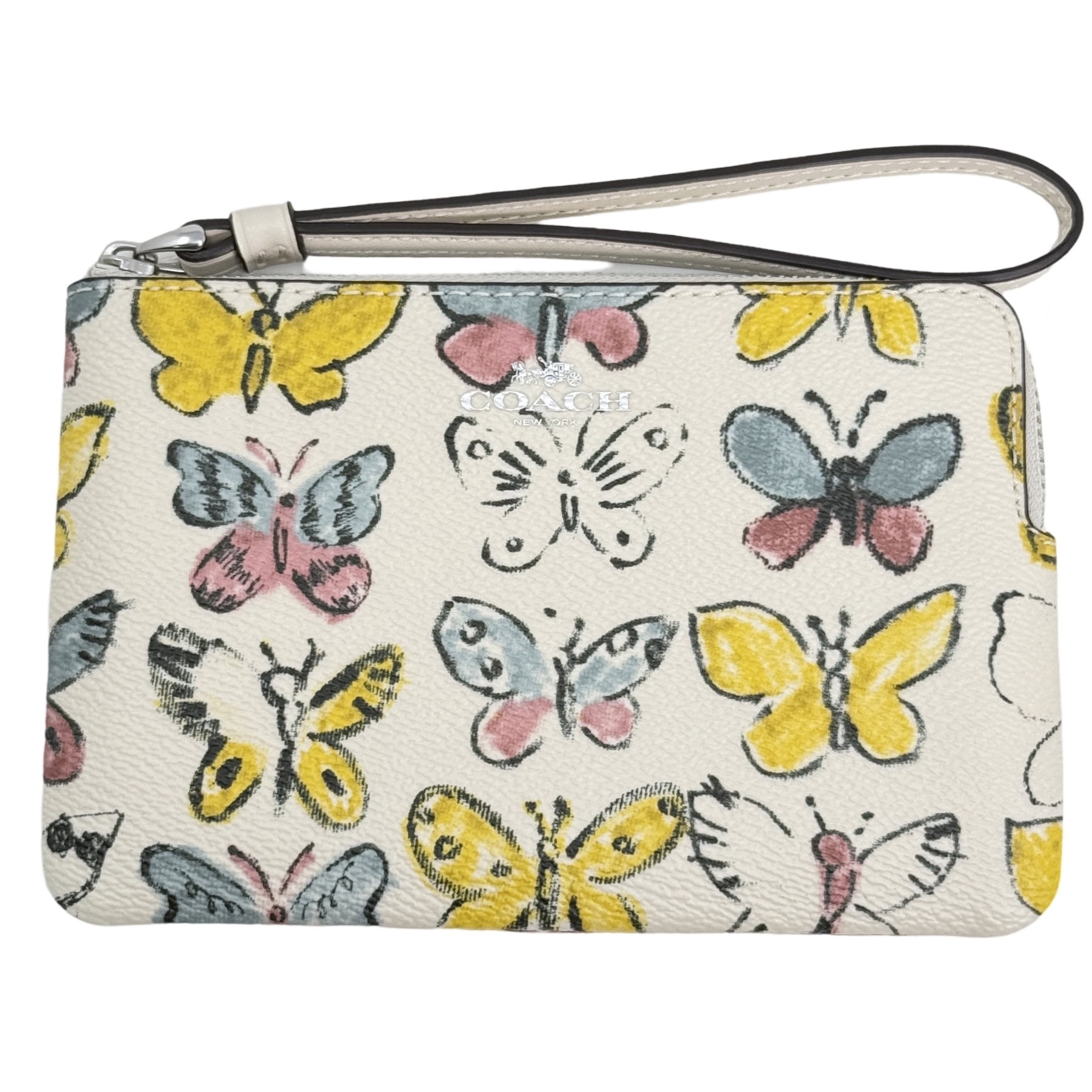 Coach Women's Small Corner Zip Wristlet with Butterfly Print