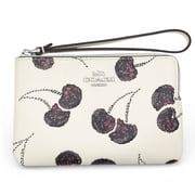 Coach Women s Small Corner Zip Wristlet with Cherry Print Chalk Multi