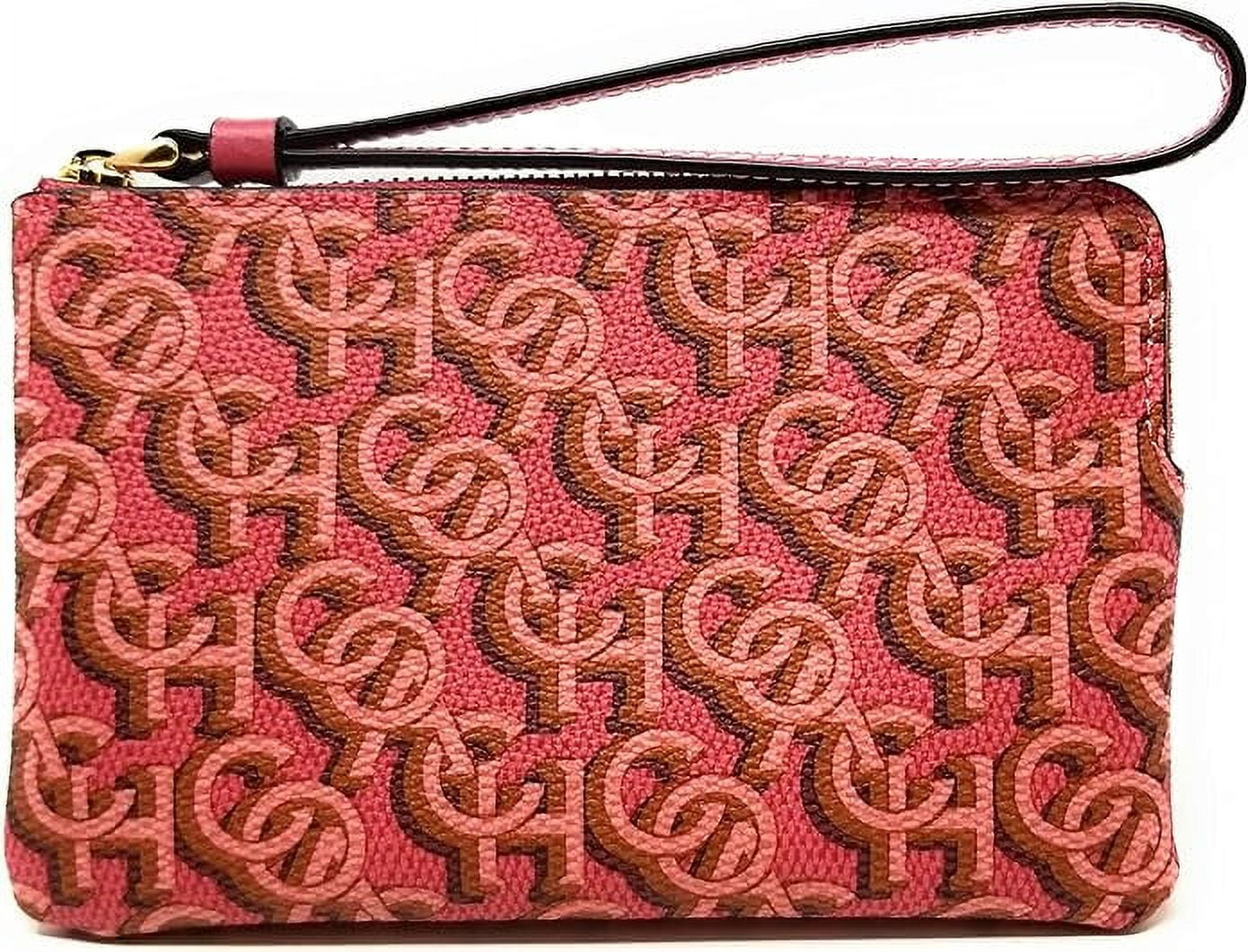Walmart Saving of  Coach Women's Small Corner Zip Wallet Wristlet with Monogram Print (Rouge)