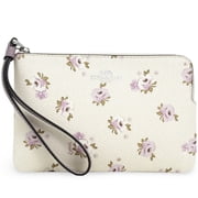 Coach Womens Small Corner Zip Wristlet with Floral Print Chalk Multi
