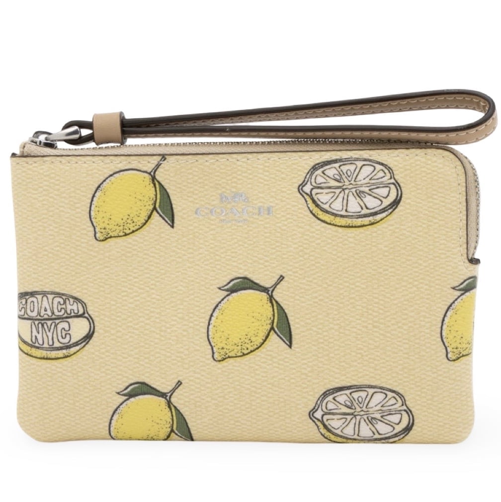 Coach Women's Small Corner Zip Wristlet with Lemon Print